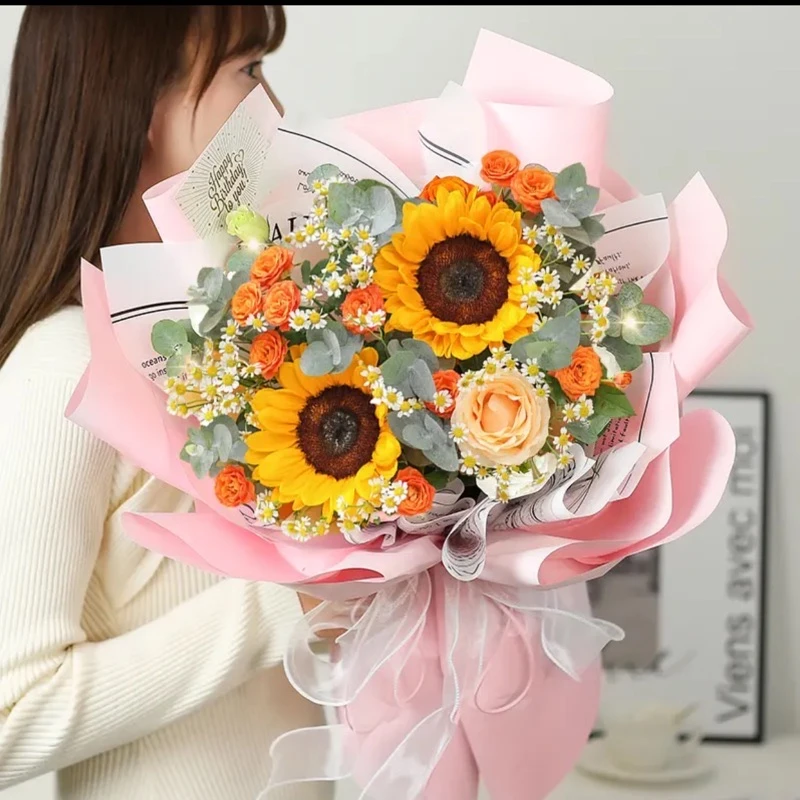 向日葵混搭花束毕业拍照成人礼同城速递女友闺蜜生日礼物花店配送