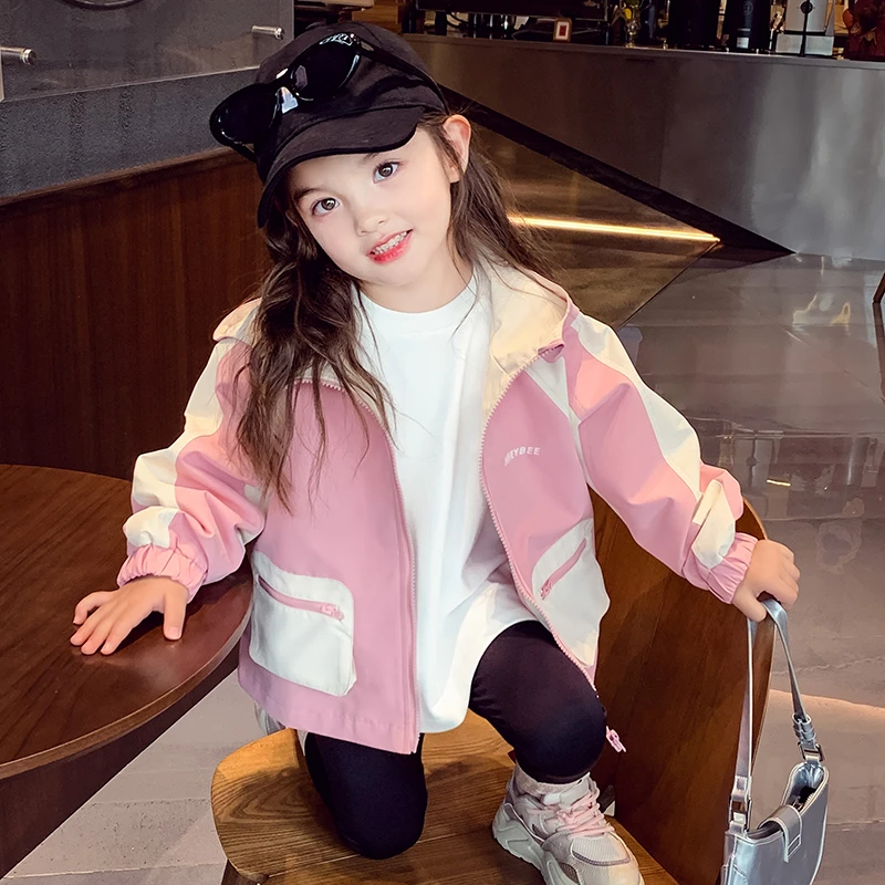 【宠粉浮力】米米哈罗女童拼色冲锋衣韩版时髦外套户外上衣 Q24689