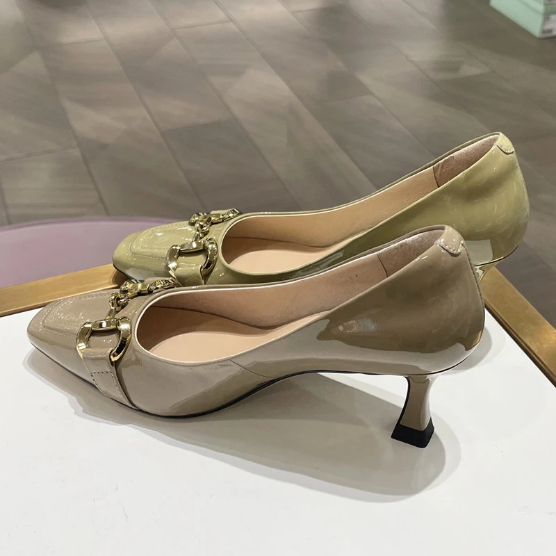 星期六浅口单鞋2023新款优雅气质方头简约方扣高跟女鞋SS331111AF