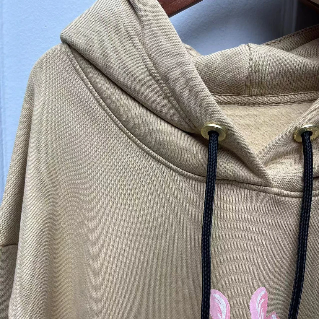 【十一】H 时尚女春秋休闲洋气  卡其色连帽卫衣  ZK061