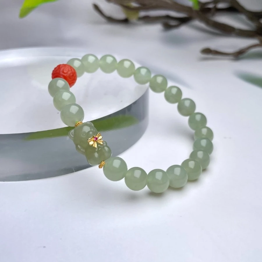 和田玉手串-玉美人菲菲*38369和田玉单圈手串约8mm