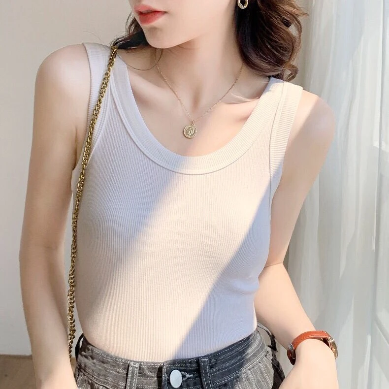 小众薄款修身吊带背心女夏季外穿2024新款防走光打底无袖上衣