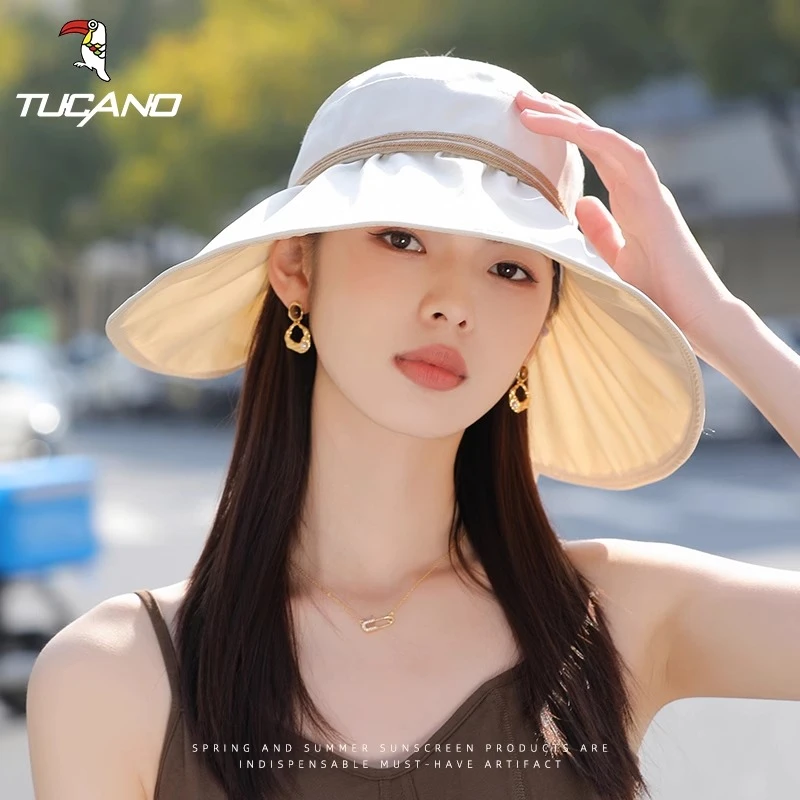 啄木鸟帽子女2025新款UPF50+防紫外线空顶遮阳防晒帽显脸小太阳帽