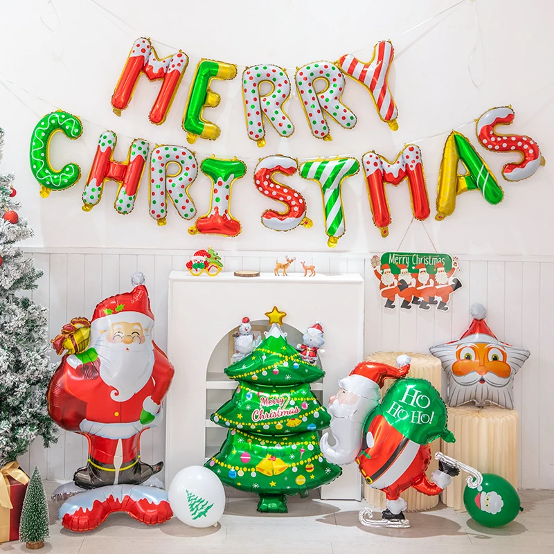 圣诞节平安夜雪人铝箔站立圣诞气球装饰幼儿园店铺活动派对布置品