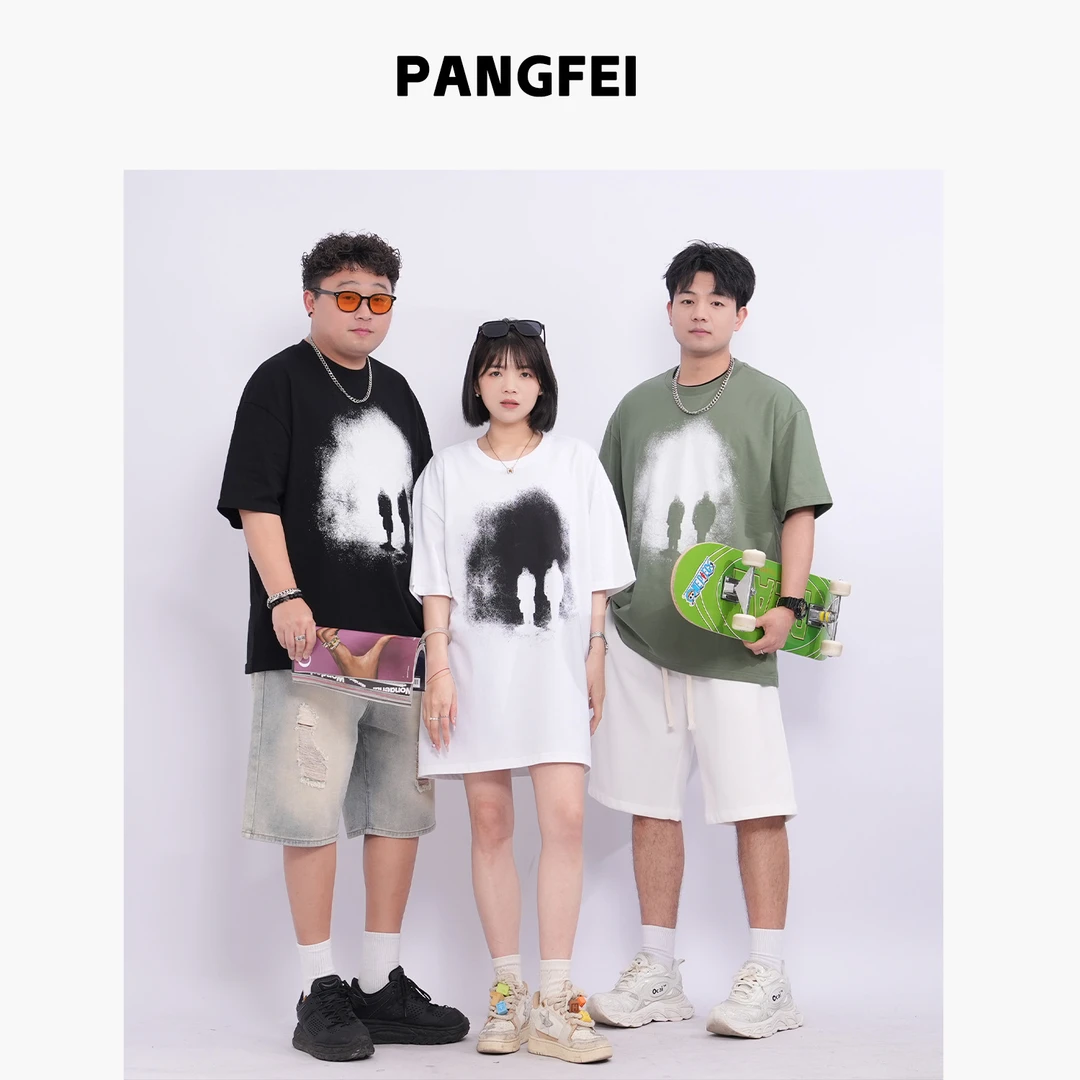 DT112大码男装美式休闲男士半袖夏季情侣街头印花潮流圆领短袖T恤