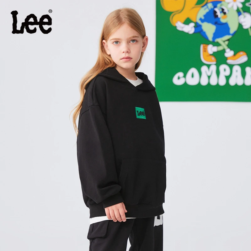 Lee秋冬新款儿童纯棉长袖卫衣休闲百搭连帽潮流印花LK4X2SUT0079