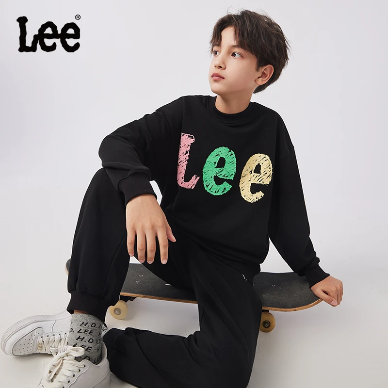 Lee童装加绒卫衣涂鸦中性洋气宽松男童女童秋冬上衣LK3X4WUT0206