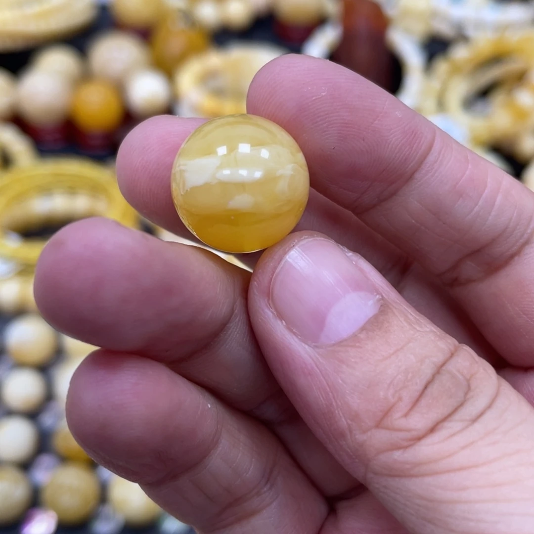 琥珀珠宝奇石未镶嵌16.5mm虎皮