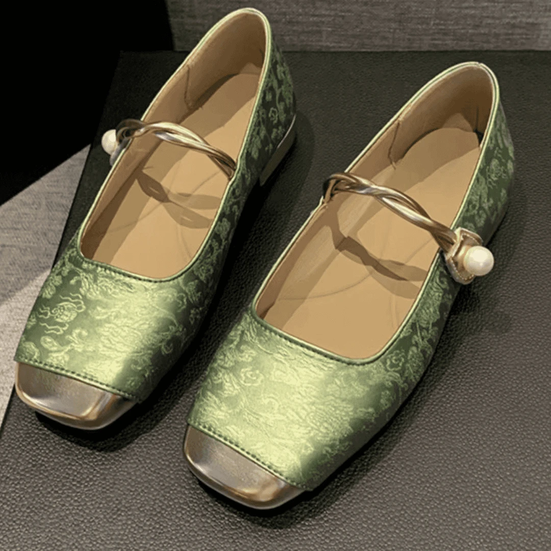 中国风一字带粗跟单鞋女2024夏季新中式旗袍鞋方头中跟玛丽珍鞋