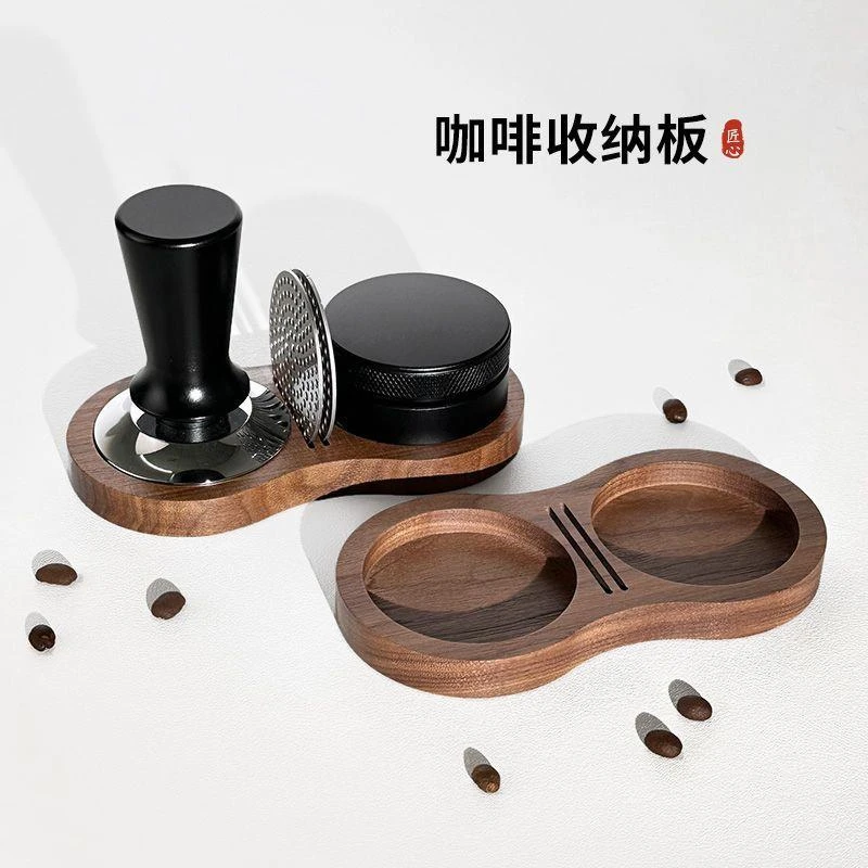 压粉器收纳座胡桃木压粉锤布粉器收纳板8字形分水网支架底座实木