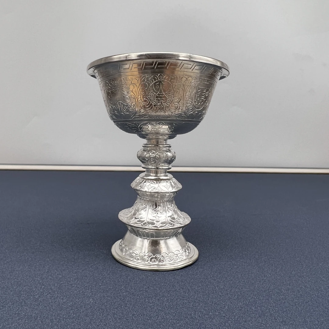 足银银制品 足银手工刻画银灯 银制品