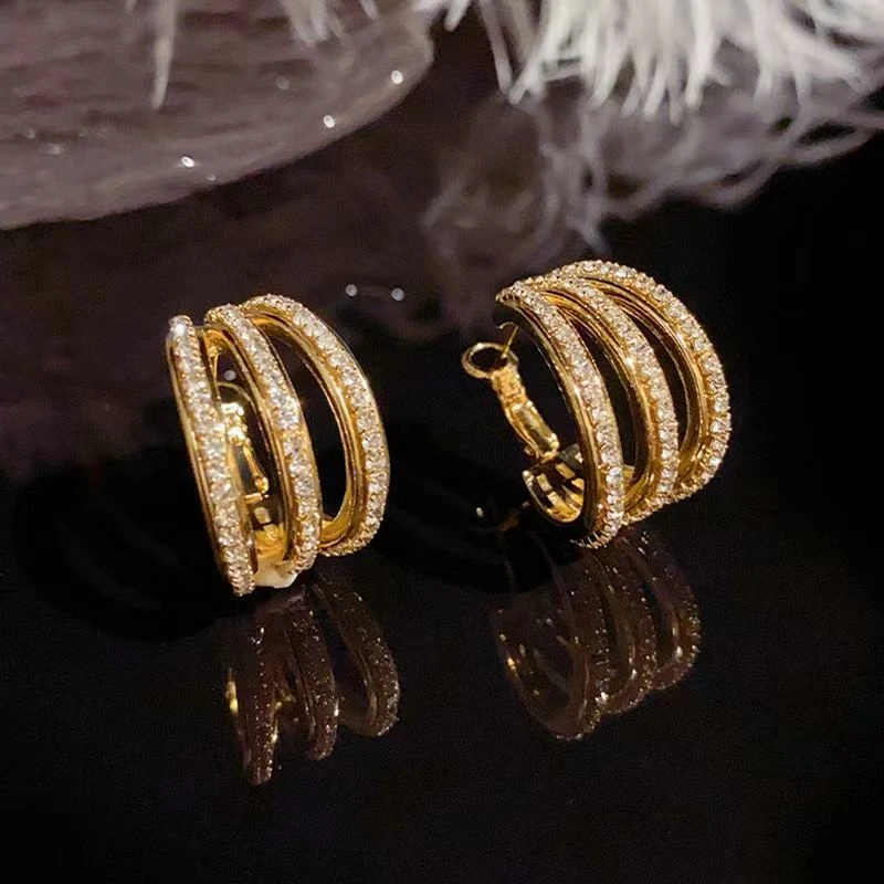 铜合金耳饰 新款气质轻奢几何爪子设计感轻奢百搭耳环1256