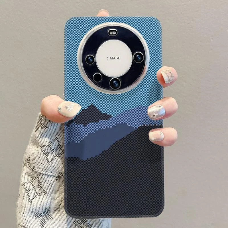 蓝黑色山峰太空壳适用苹果16promax华为vivo手机壳小米oppo高端