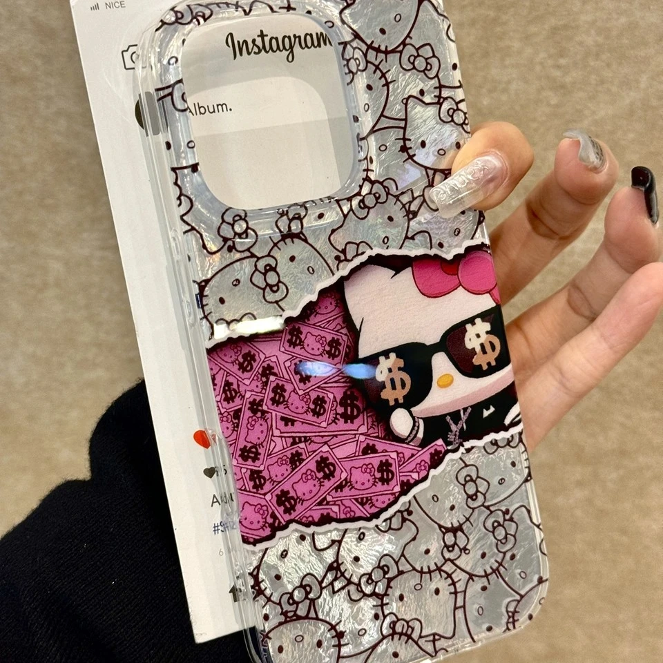 金钱墨KT猫适用iPhone16苹果15华为小米14手机壳vivo硬壳oppo防摔