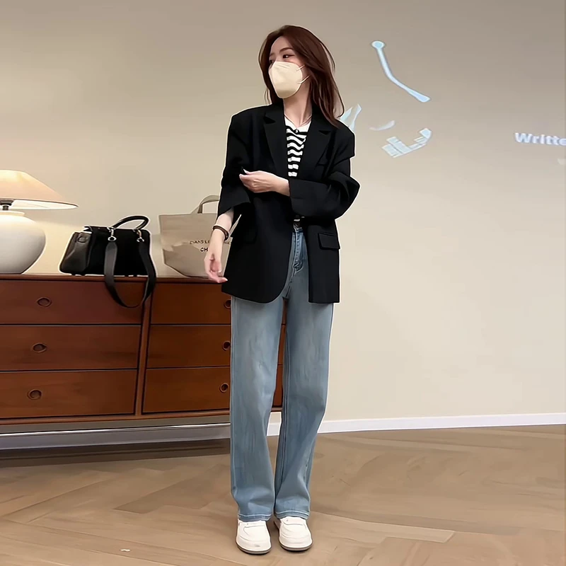 黑色小西装外套女小个子2025春秋新款韩系炸街高级感气质休闲西服