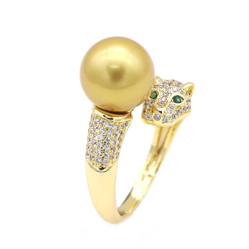 铜合金戒指 设计师款时尚豹头指环复古（12.4.5）~3539金色