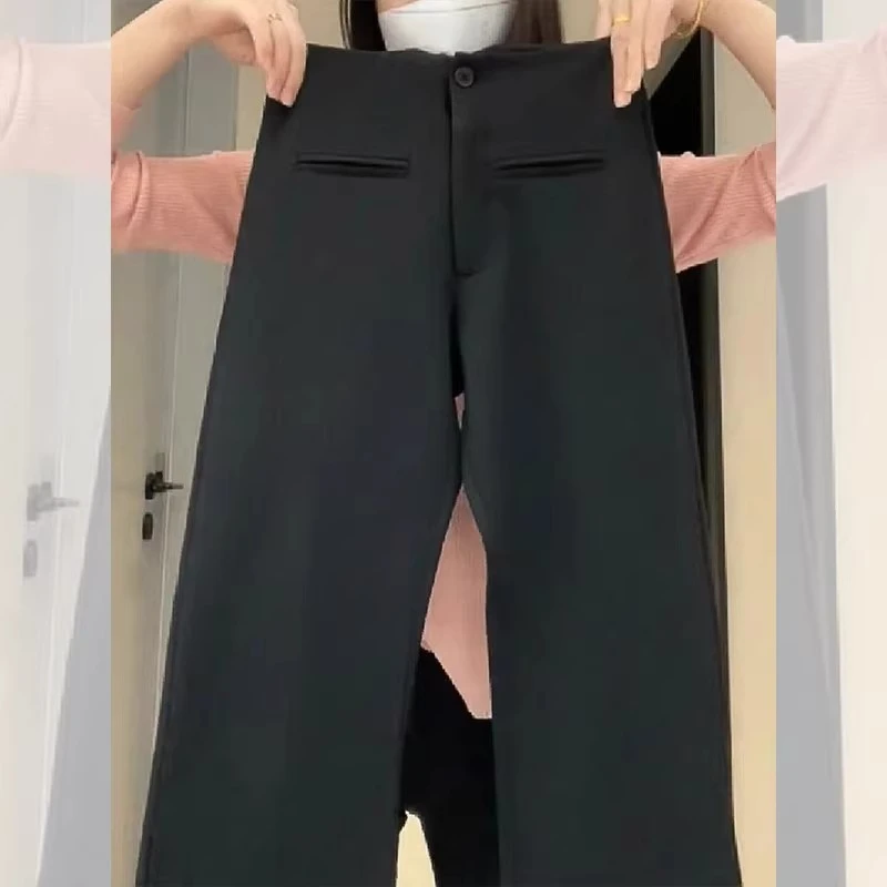 黑色喇叭裤女2025新款梨型身材修身高腰显瘦西装休闲微喇阔腿长裤