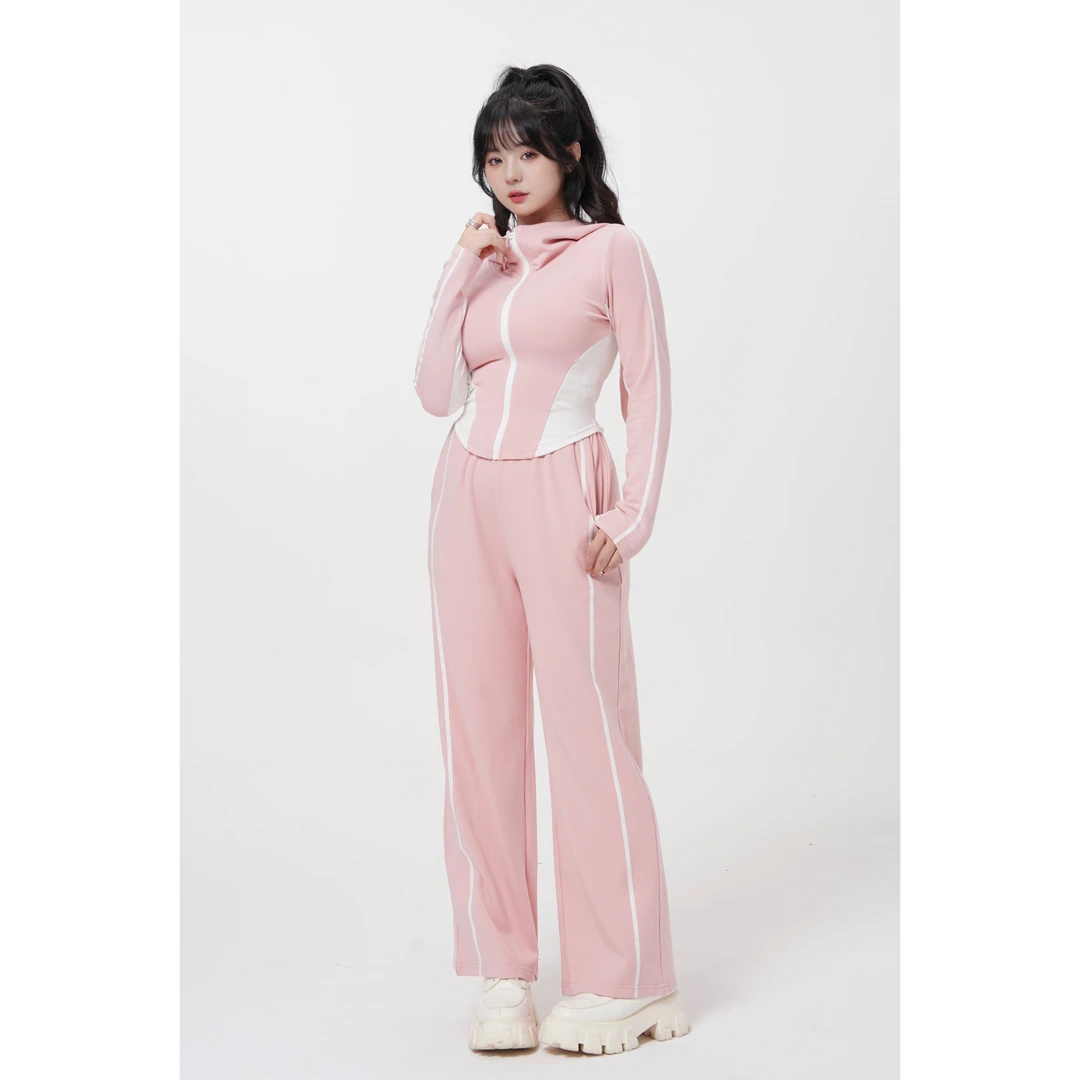 清清 MengFairy 【小甜心】时尚设计感运动外套+高腰显瘦秋冬半身裙