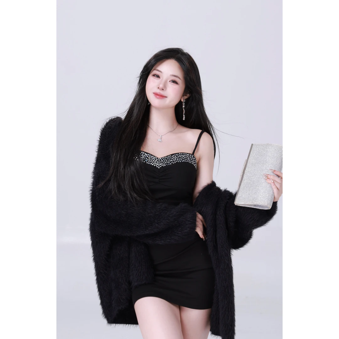 清清MengFairy【娇贵星河】重工款气质修身灯芯绒包臀连衣裙3838