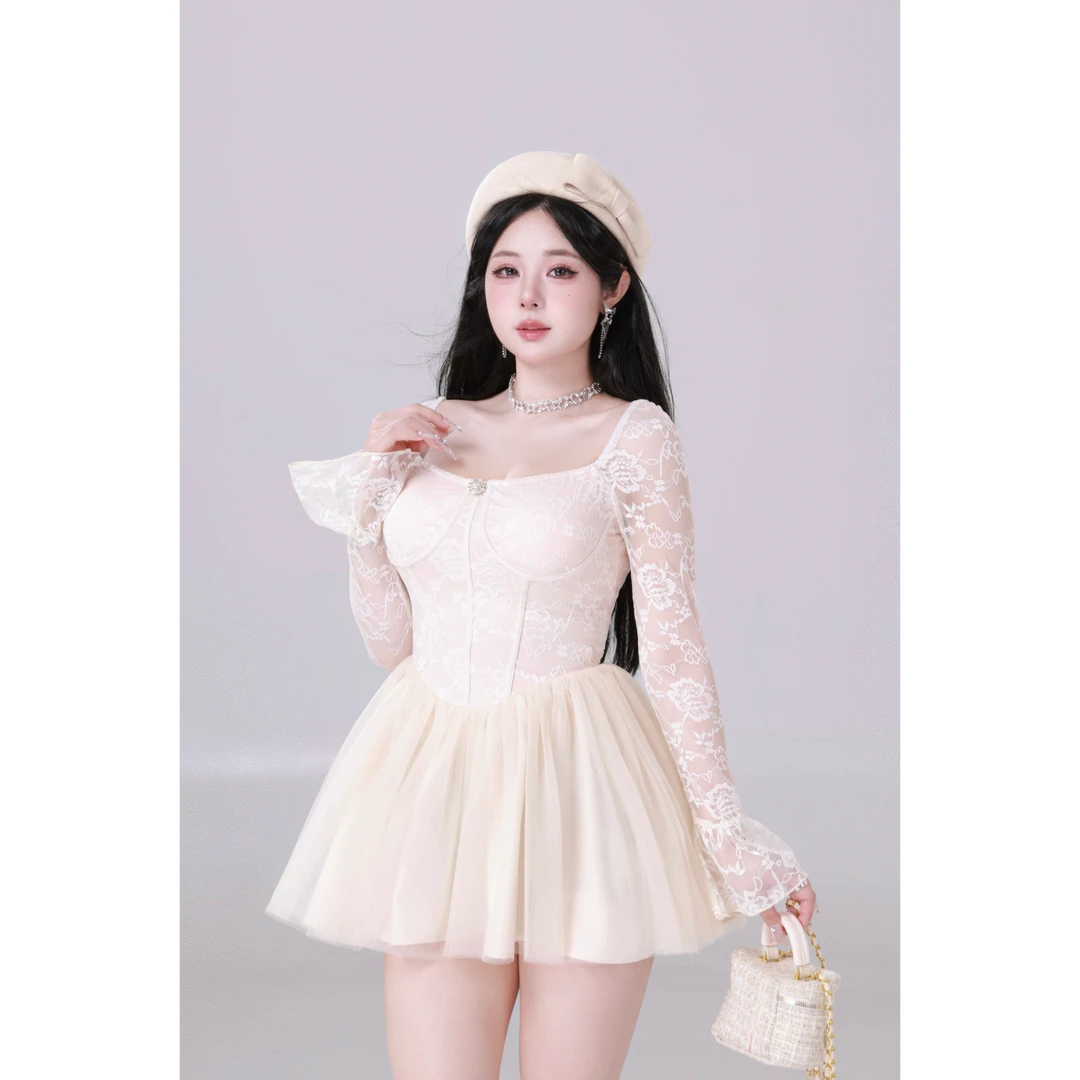 现现MengFairy【欲系甜心】纯欲甜美重工收腰显瘦连衣裙4195套&装