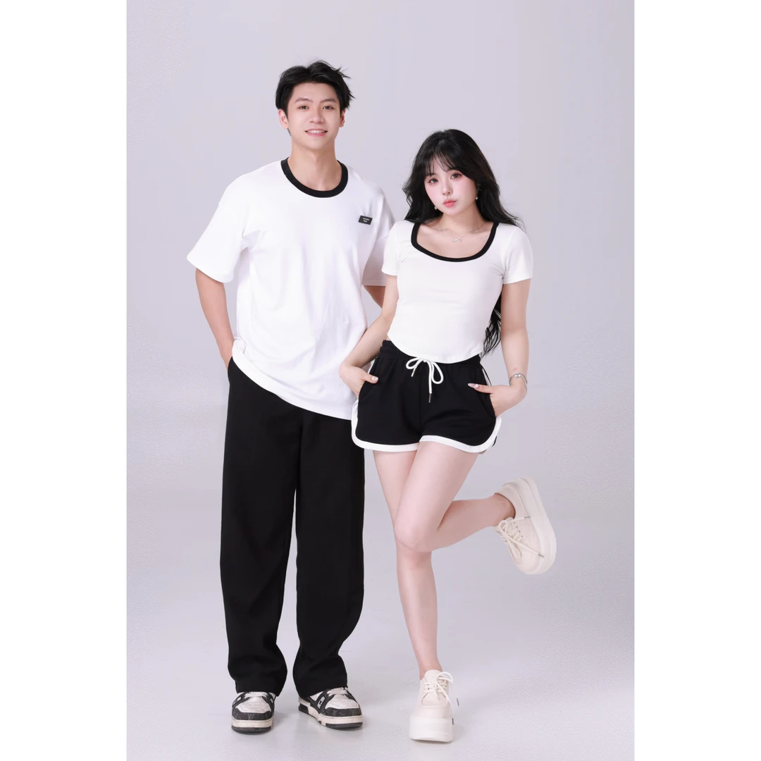 清清MengFairy 【娇系女友】气质修身短款上衣休闲短裤情侣套装3019