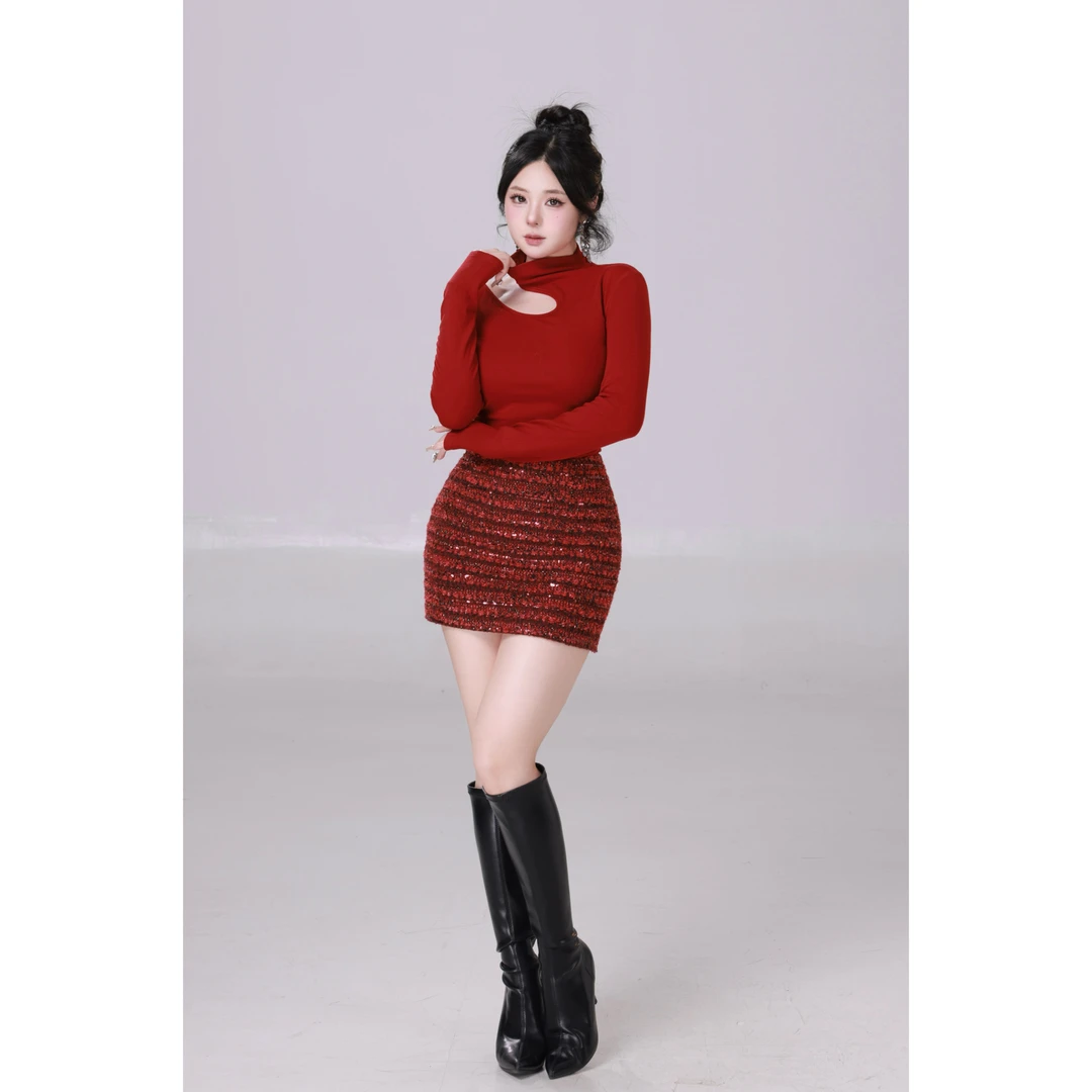 现现 MengFairy 【白伊姐姐】设计感气质温柔韩系长袖针织上衣4135M