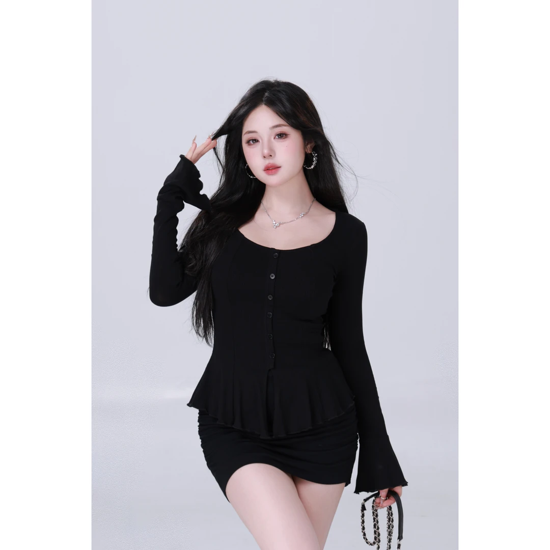 清清MengFairy【淡颜月光】纯欲甜美设计感长袖针织衫上衣3778M雅丹