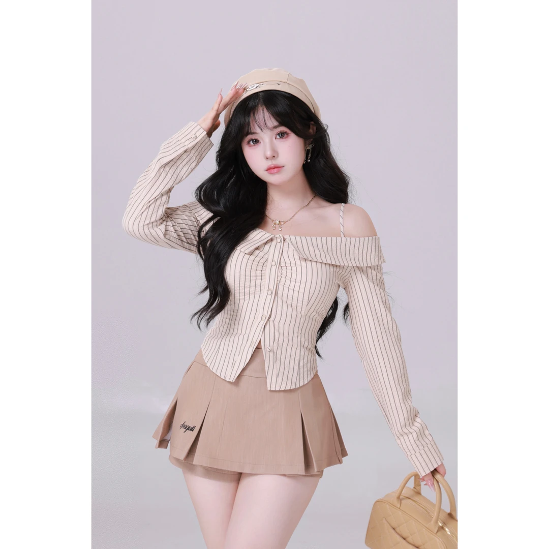 清清MengFairy 【氛围感限定】纯欲设计感上衣高腰半身裙套装3424M