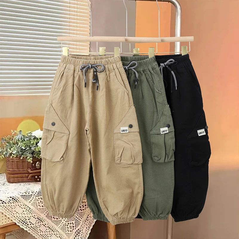 【纯棉裤子】男童春秋装裤子工装休闲裤2023新款儿童中大童长裤童