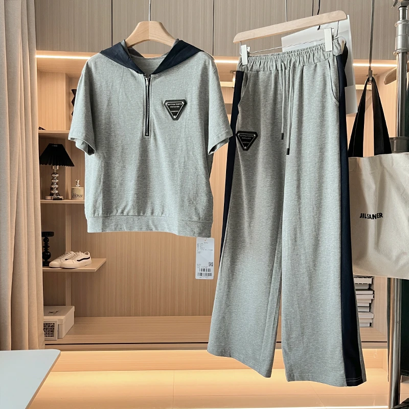 特！一套出街优品棉连帽假两件休闲套装l41100