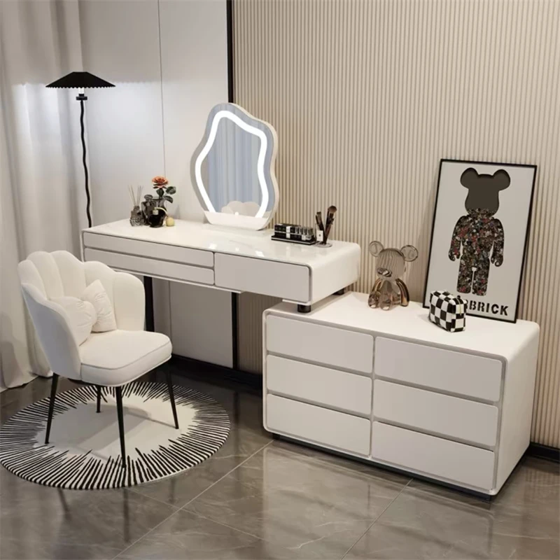 2024新款实木梳妆台卧室现代简约床尾斗柜收纳柜一体极简风化妆桌