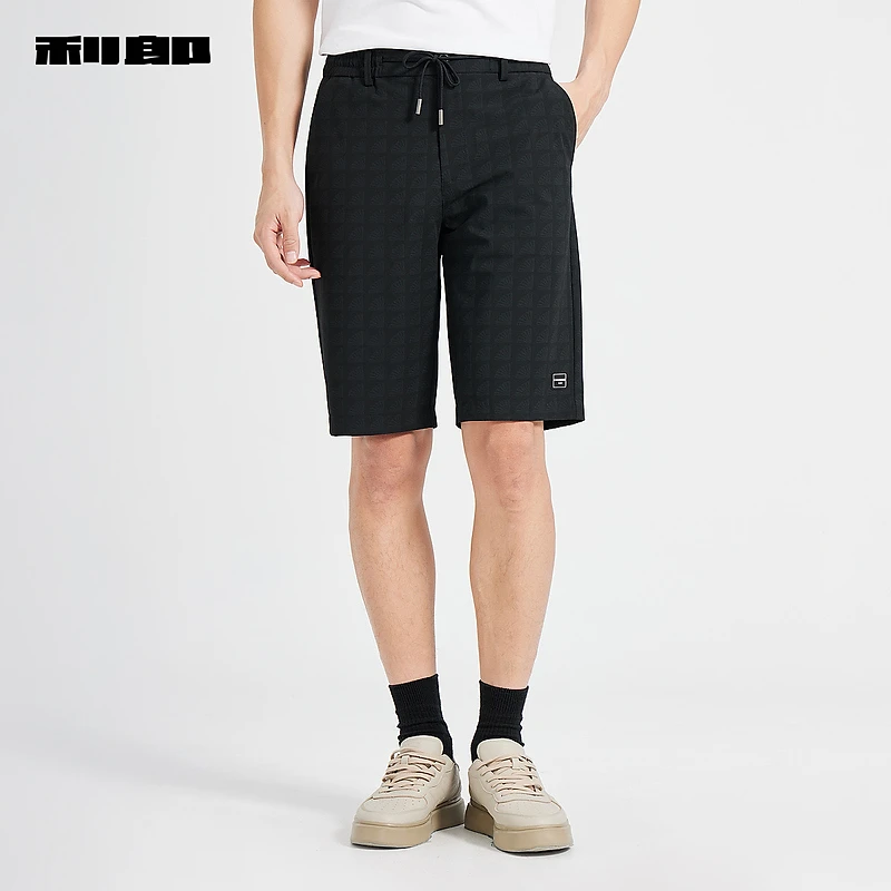 【商场同款】利郎官方 休闲裤男2024夏商务黑色五分裤01