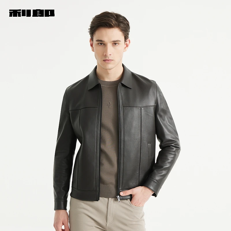 【商场同款】利郎官方 皮衣男绵羊皮2024秋时尚真皮外套商务休闲男