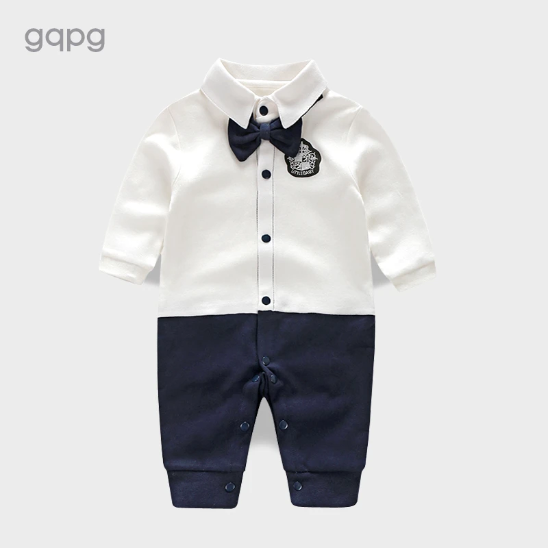 婴儿春装男满月服百天周岁衣服百日宴宝宝百岁礼服西装绅士连体衣
