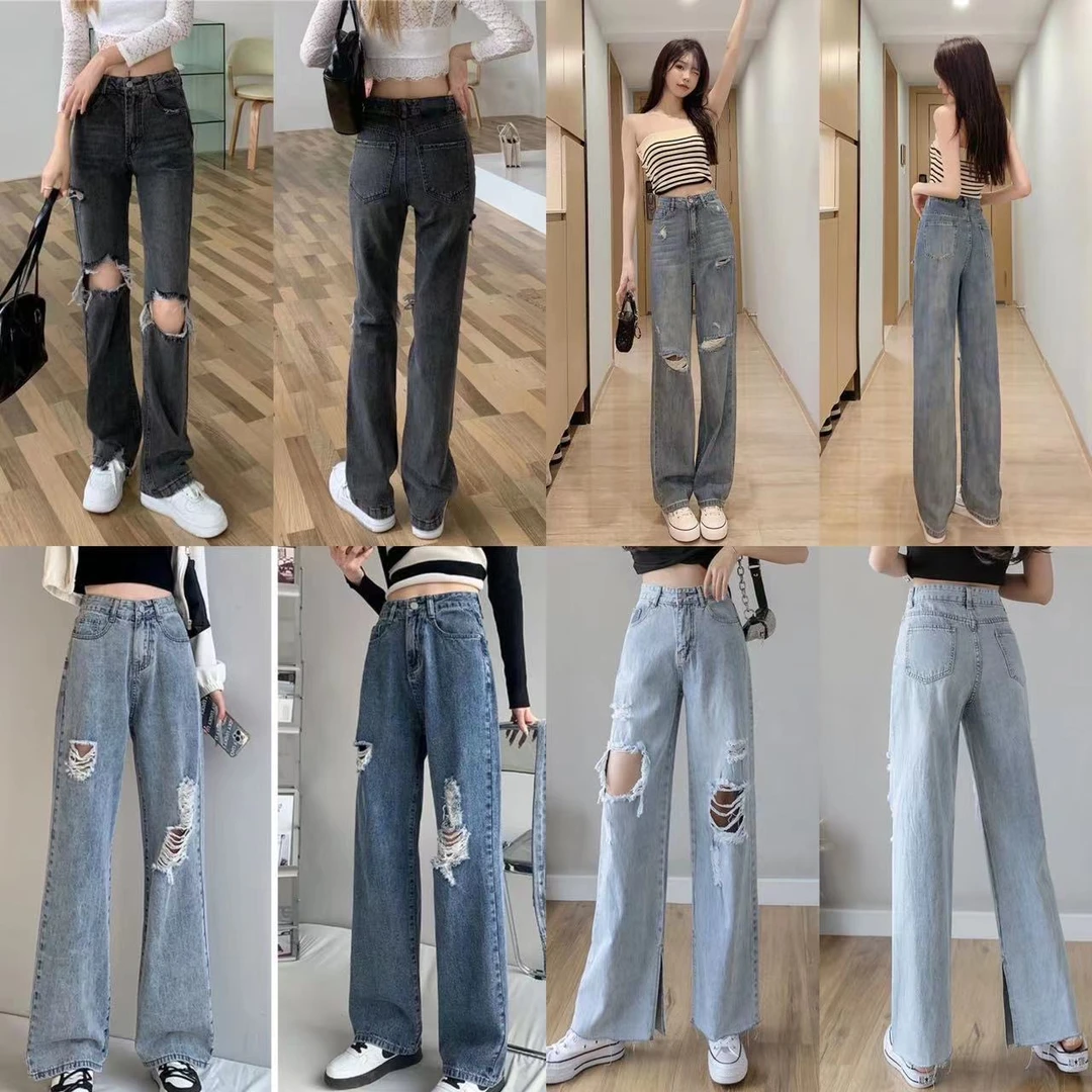 女装牛仔裤高腰百搭宽松401-600