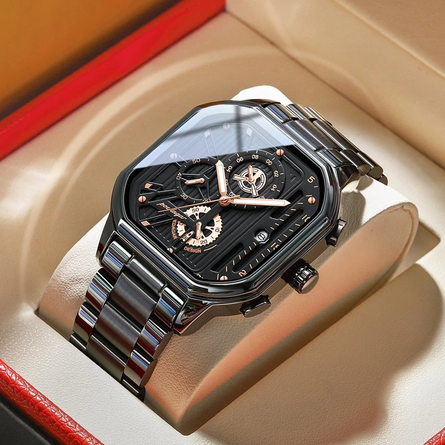 【POEDAGAR】628多功能计时防水夜光日历男士手表百搭复古