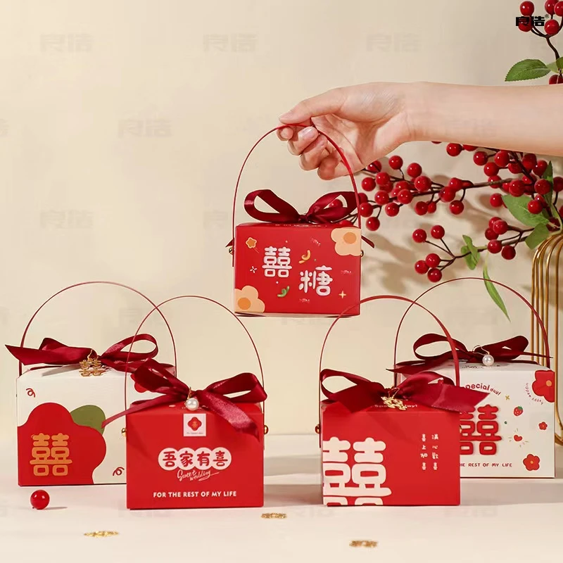 新款复古结婚喜糖盒中式手提喜糖盒子婚礼订婚回礼糖盒包装盒喜事