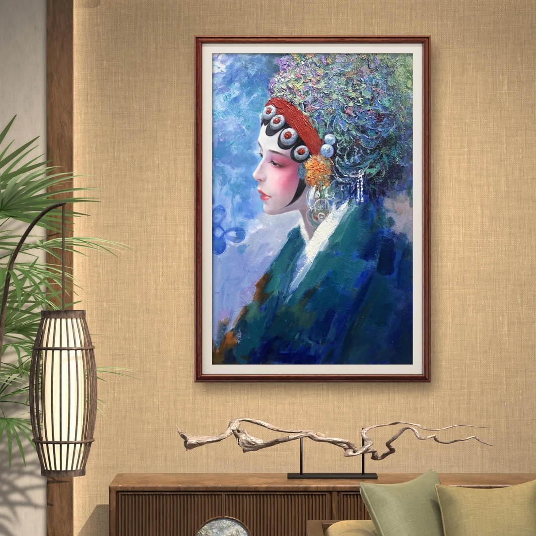 【薛宝钗】朱清忠原创油画的肌理复刻版画戏剧茶室装饰画50*70CM