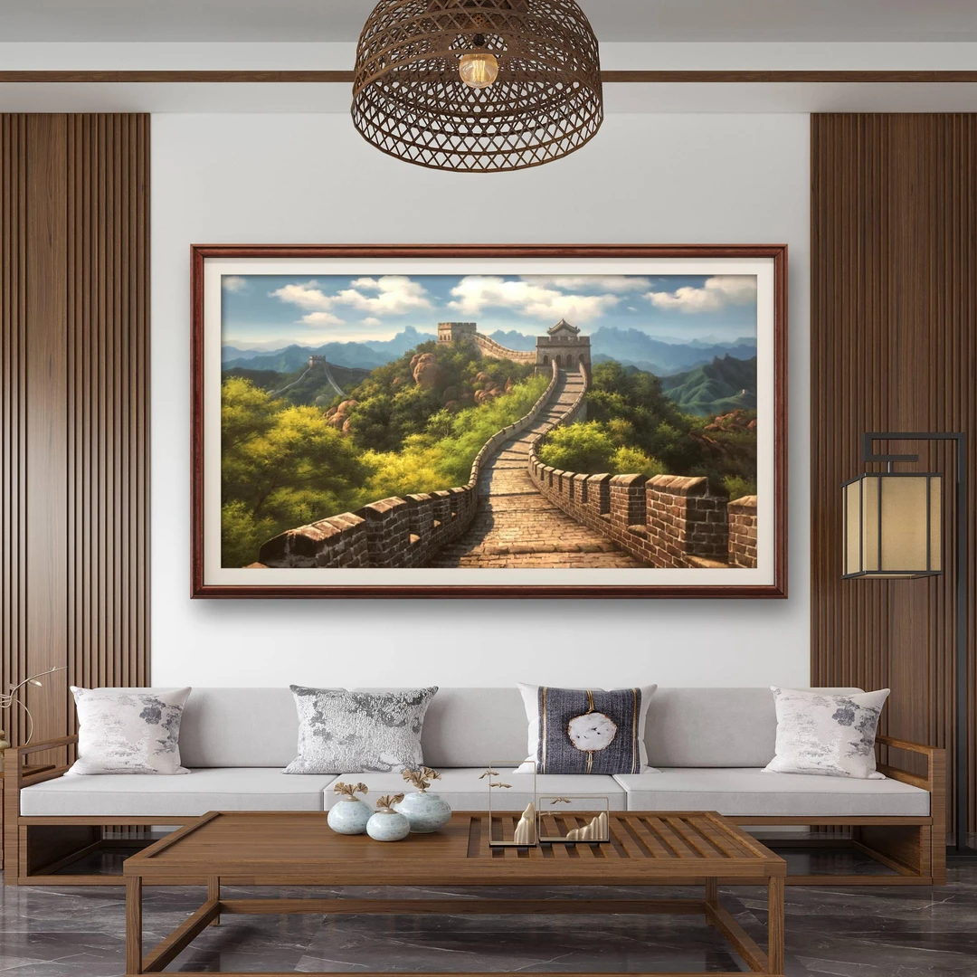 【龙脊长城】朱清忠原创油画的肌理复刻版画长城风景画客厅会议室画