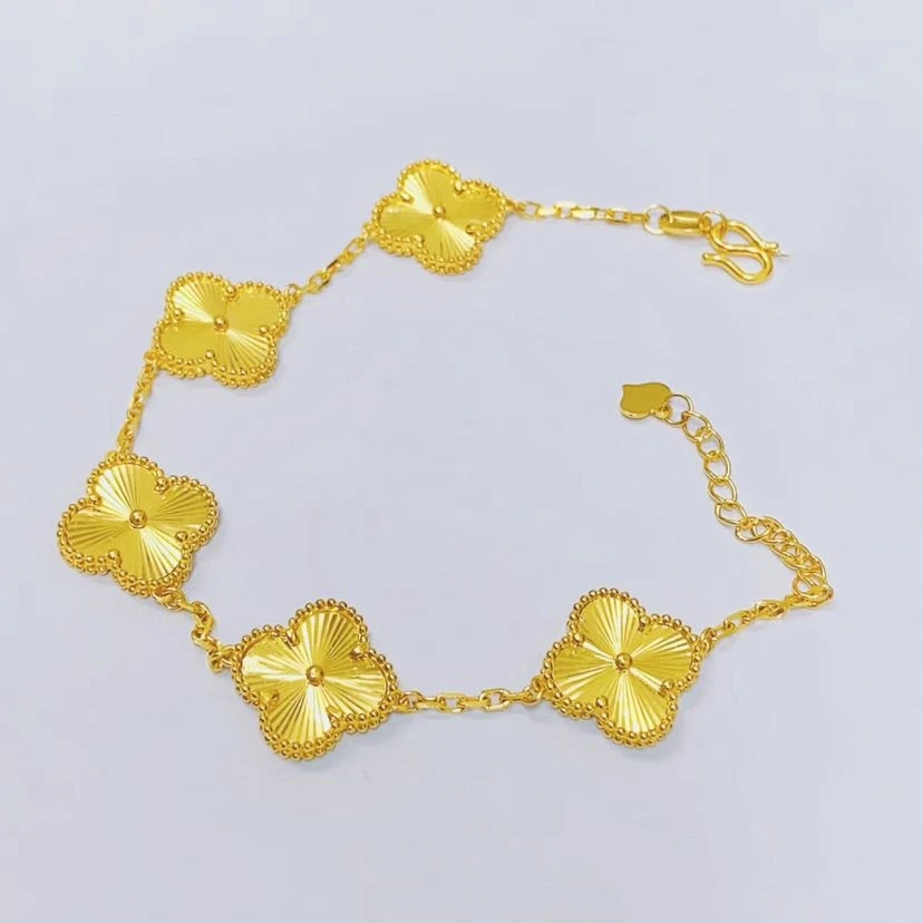 黄金手链5花足金999精美四叶草手链时尚经典百搭水贝黄金首饰直播