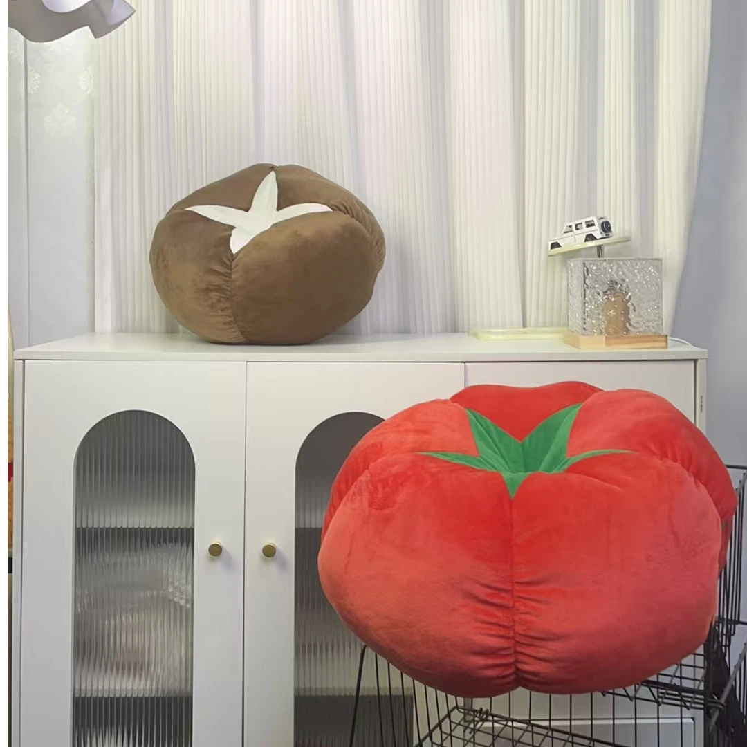 圆形西红柿抱枕飘窗榻榻米地板加厚屁垫蔬菜香菇柿子创意抱枕
