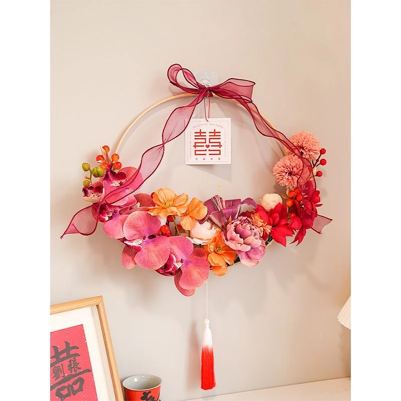 结婚挂件婚礼花环网红婚房拉花布置新房卧室门背景墙场景装饰好物