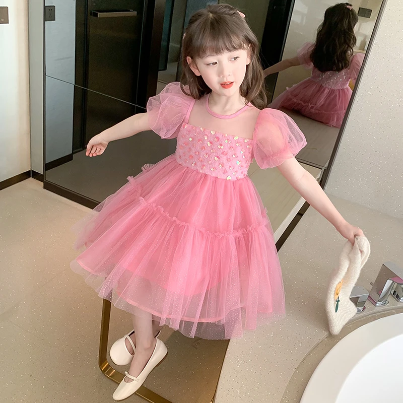 女童连衣裙夏装2023新款韩版洋气儿童裙子夏季小女孩蓬蓬纱公主裙