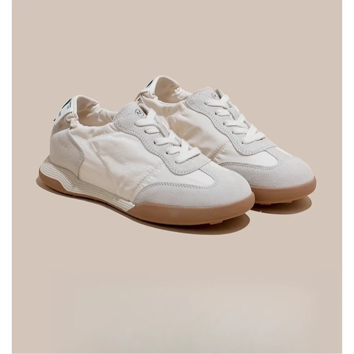 新款德训女鞋增高百搭软底软面小白鞋软后跟休闲时尚