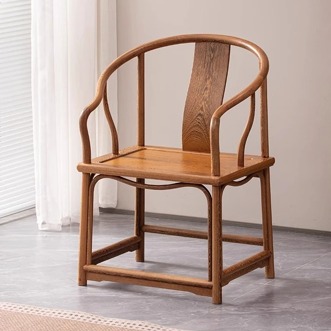 鸡翅木圈椅全实木太师椅中式官帽椅红木休闲单人仿古安思远皇宫椅