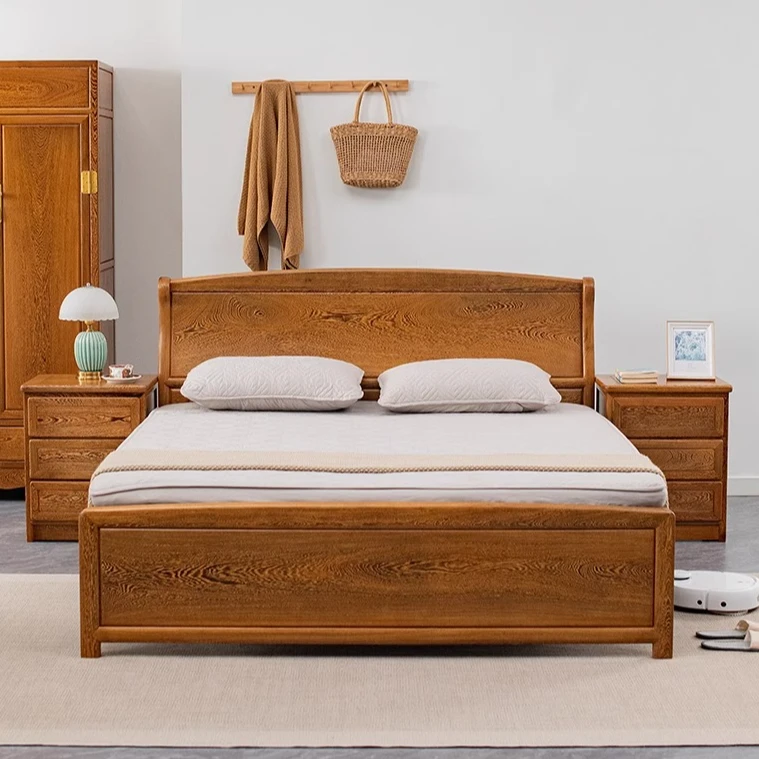 非洲鸡翅木双人床新中式实木简约高低床红木家具婚床轻奢