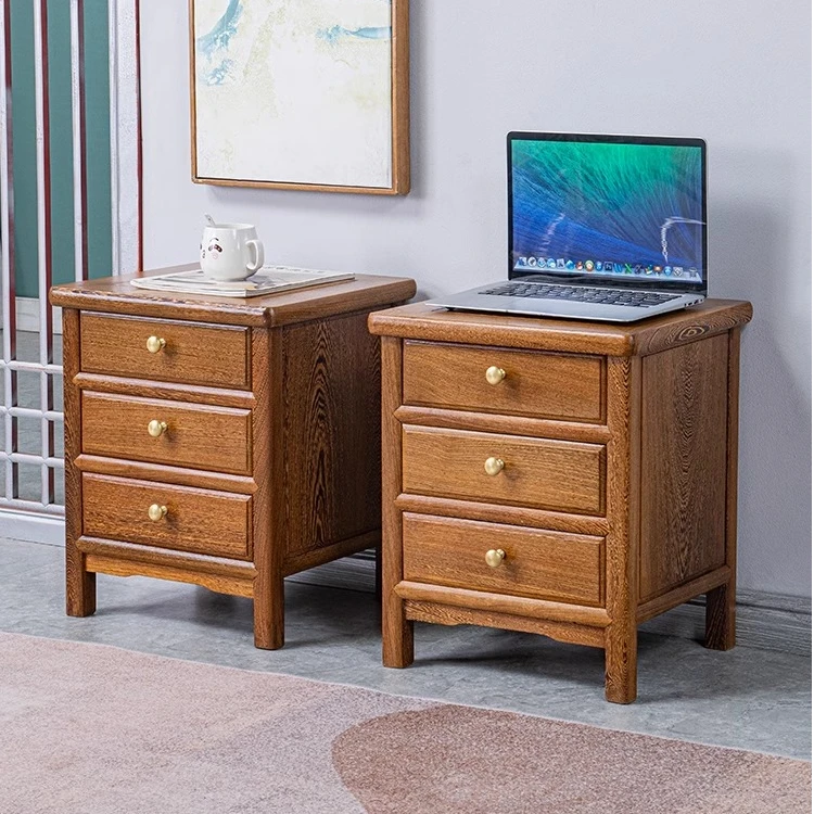 红木家具鸡翅木斗柜新中式全实木储物柜床头柜卧室床边柜床头柜