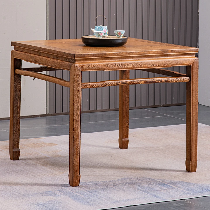 红木家具鸡翅木八仙桌实木餐桌椅组合中式仿古家用多功能棋牌桌子