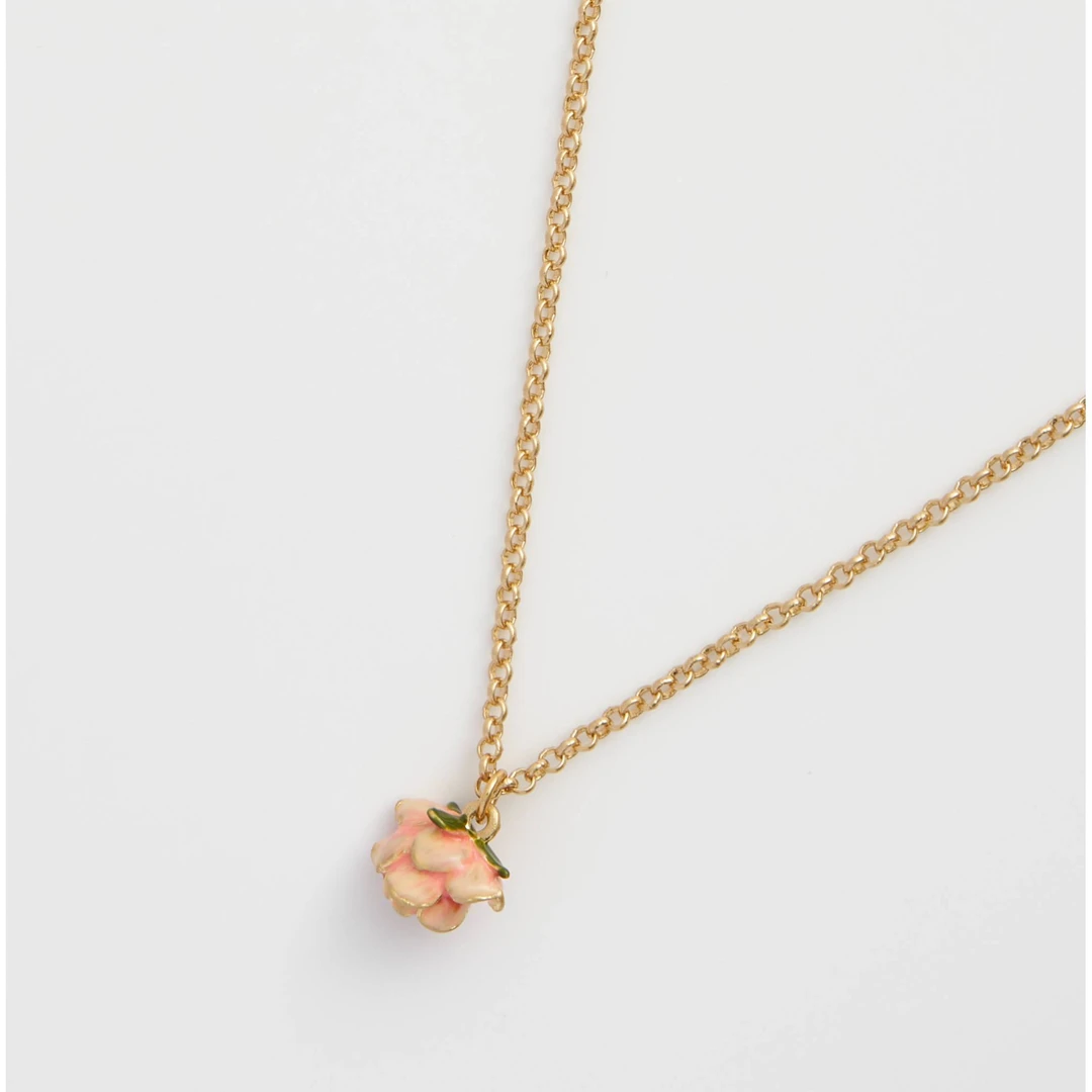 铜合金项链 【王禹心同款】粉色玫瑰花蕾珐琅彩项链小众原创轻奢