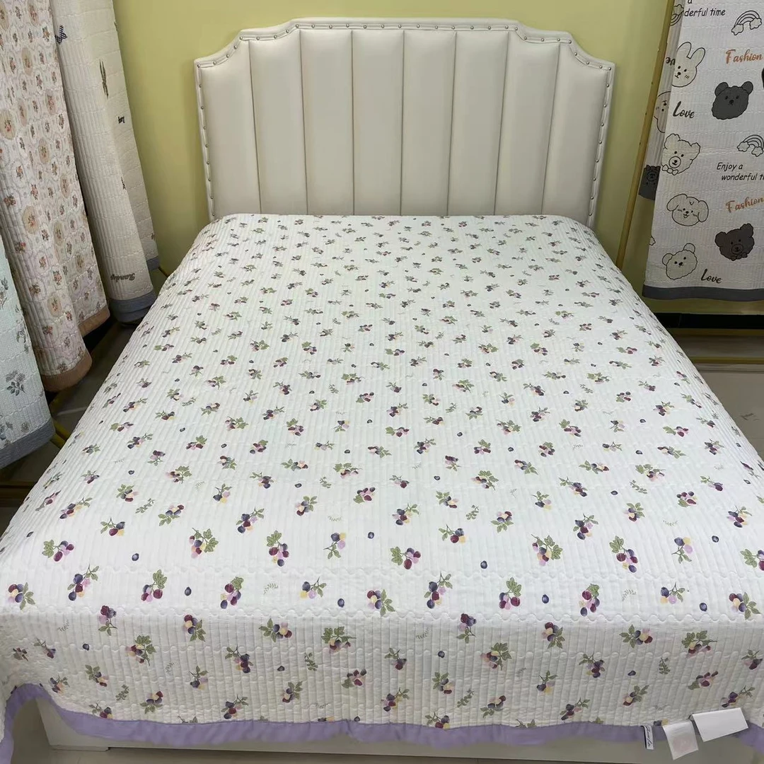 【紫霞】四季绗缝水洗棉床盖